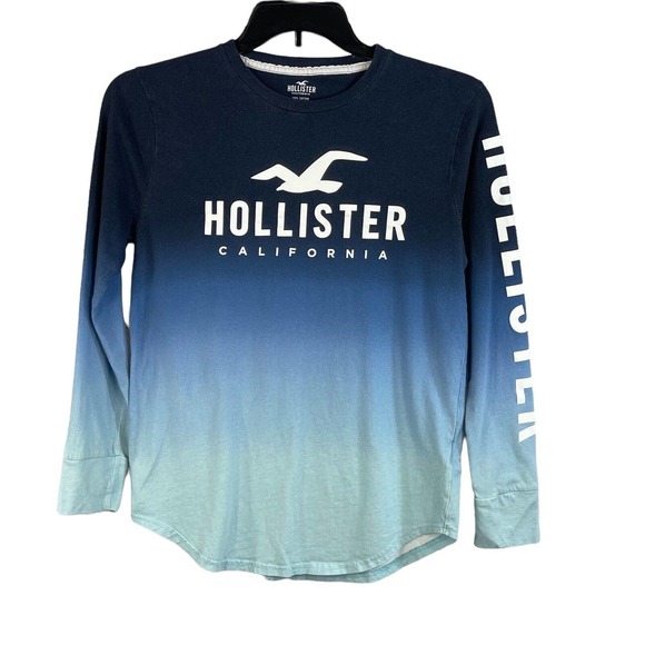 Hollister Other - Hollister Mens Small Cotton T-Shirt Long Sleeve Blue Ombre Stretch